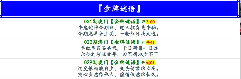 031期金牌谜语[图]
