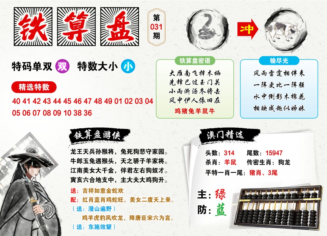 031期澳门铁算盘[图]