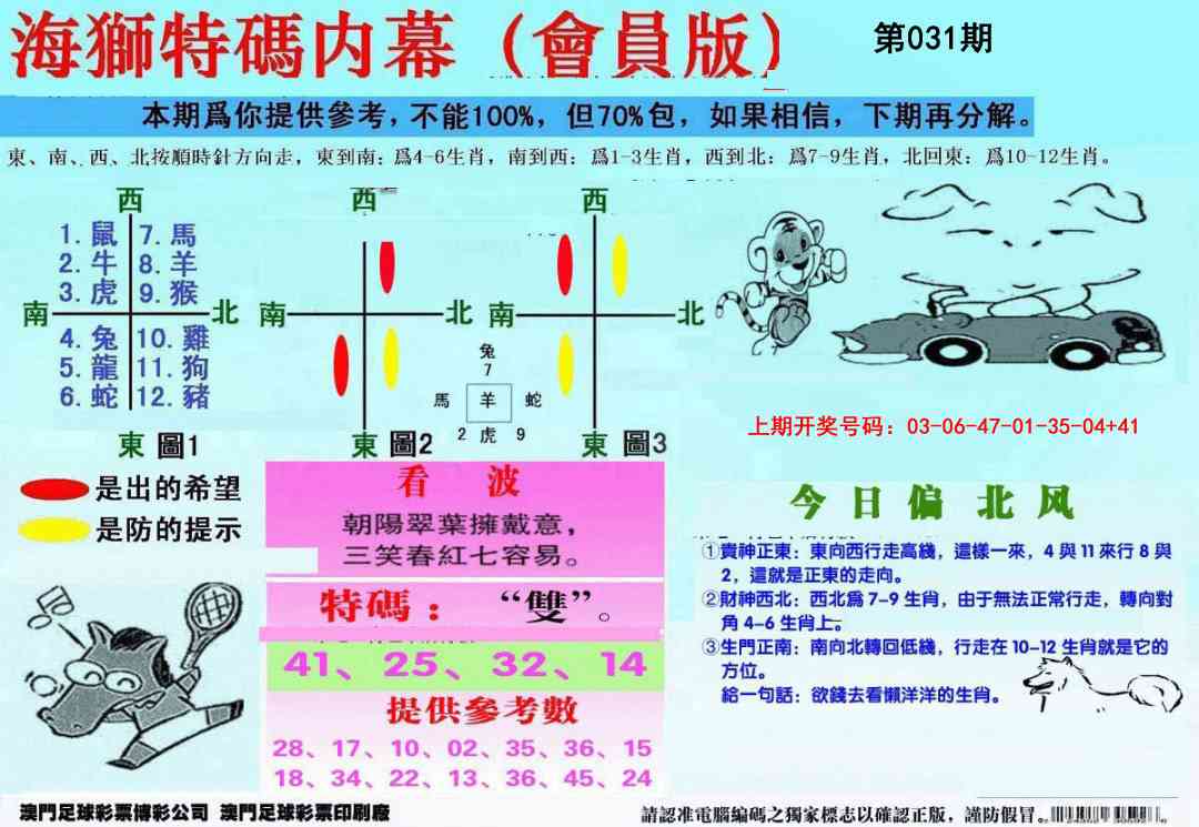031期另版海狮特码内幕报[图]