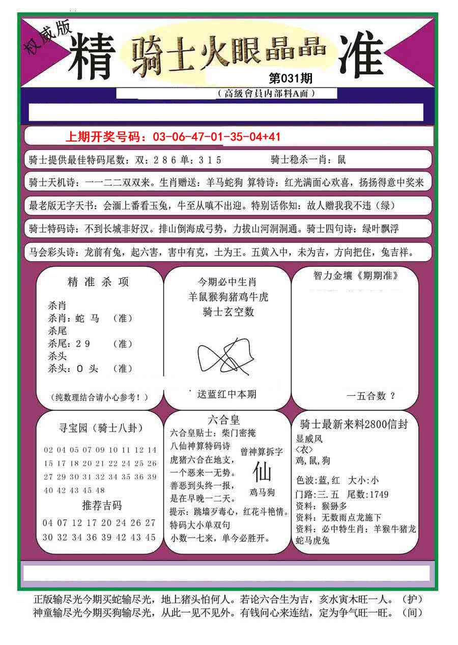 031期骑士火眼晶晶（正）[图]