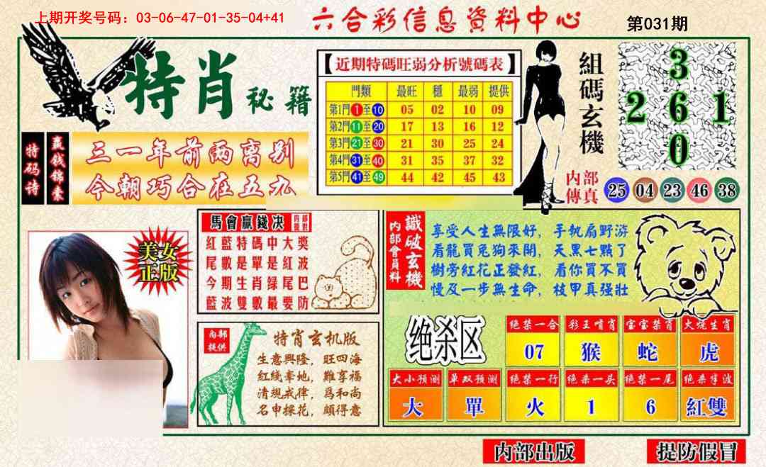 031期特肖秘籍[图]